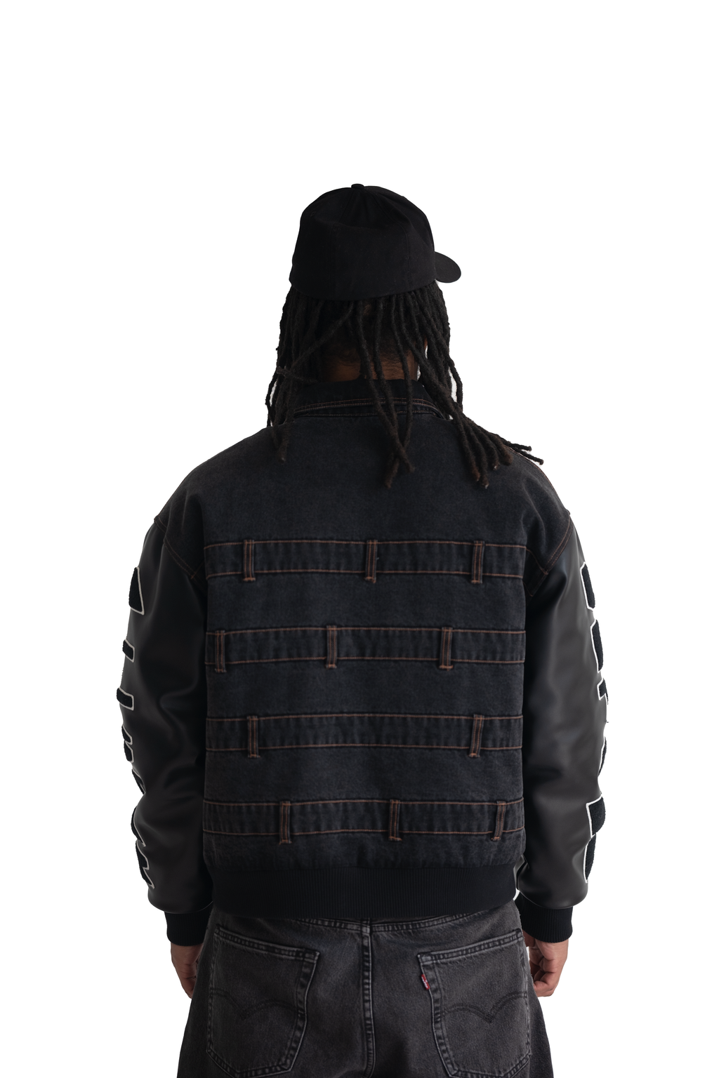 Denim Varsity Jacket (Black)