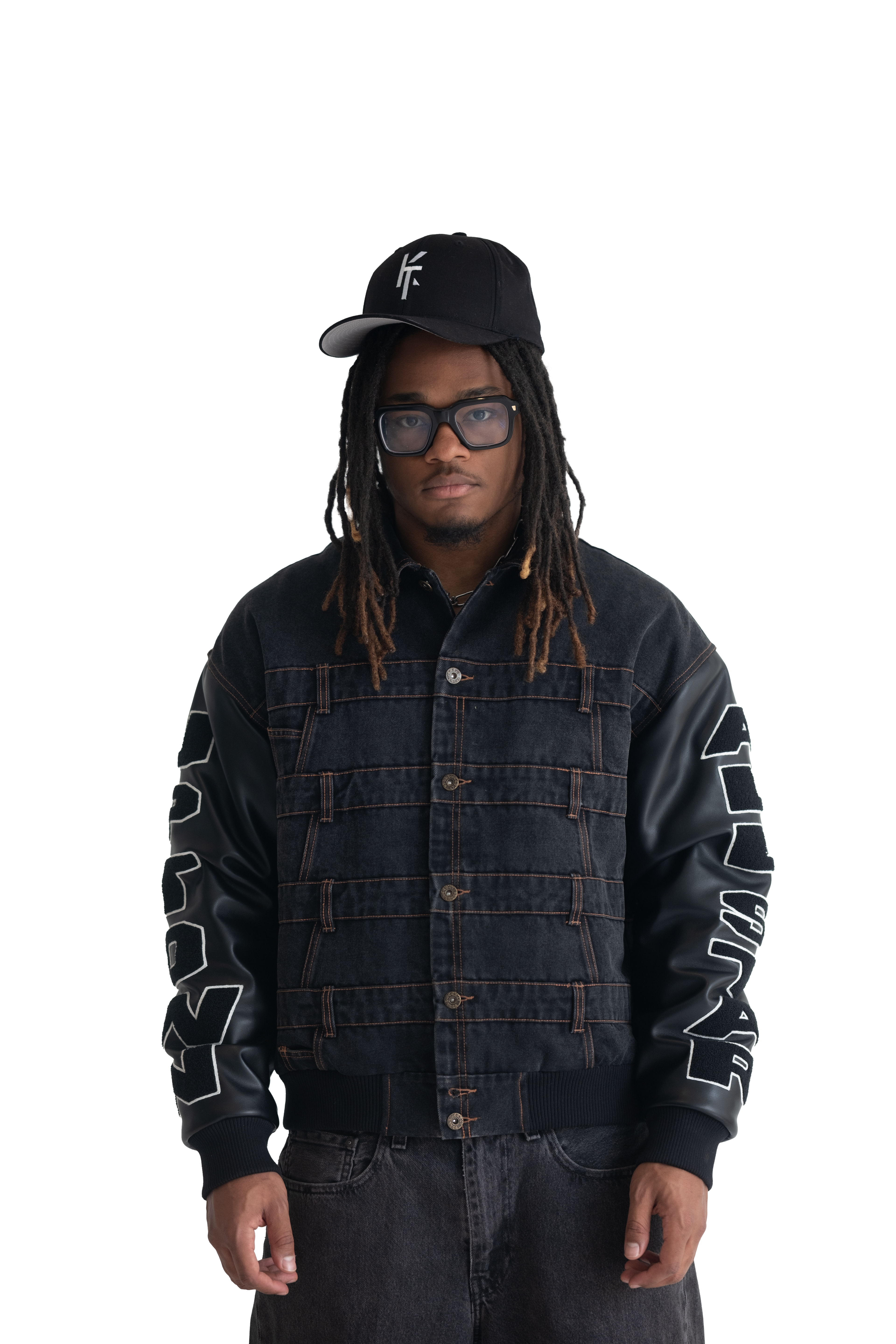 Denim Varsity Jacket (Black)