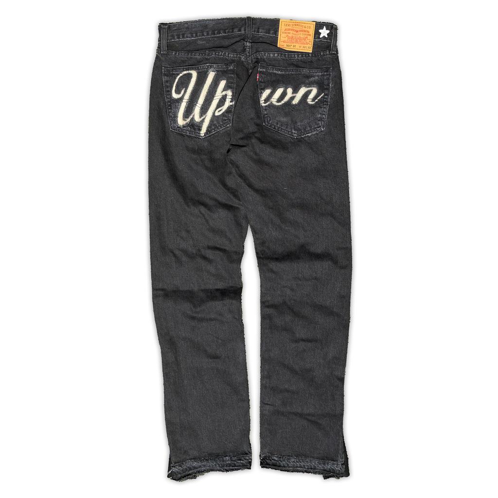 Bleached Flare Script Denim