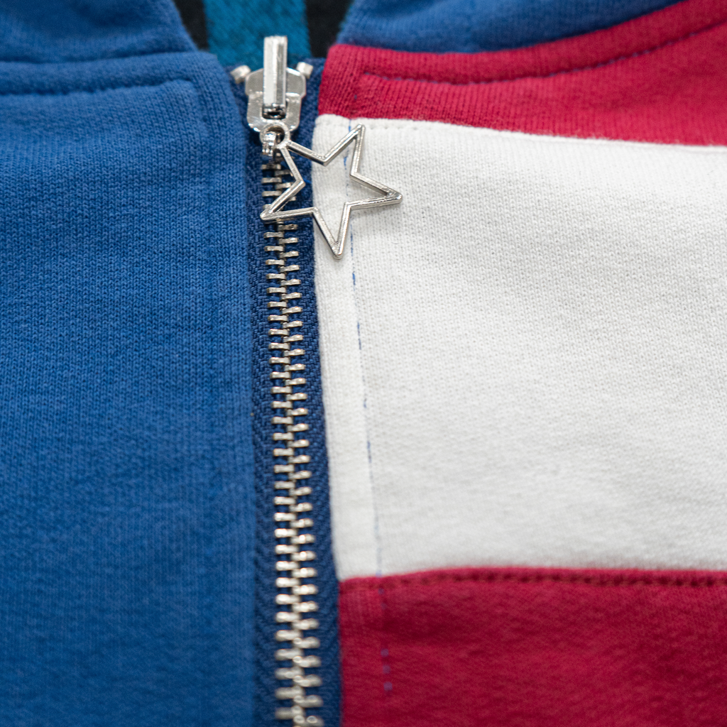 Reversible Flannel Hoodie (Blue/Red/White)