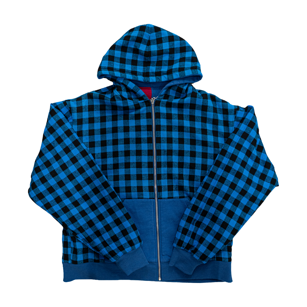 Reversible Flannel Hoodie (Blue/Red/White)