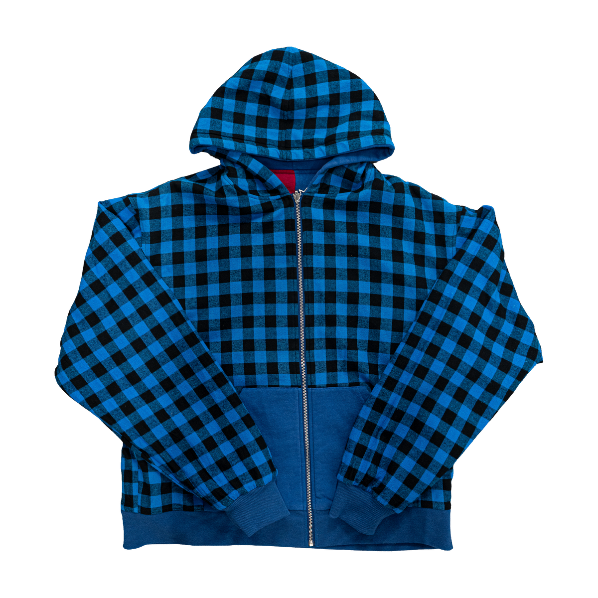 Reversible Flannel Hoodie (Blue/Red/White)