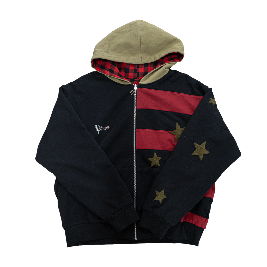 Reversible Flannel Hoodie (Black/Red/Green)