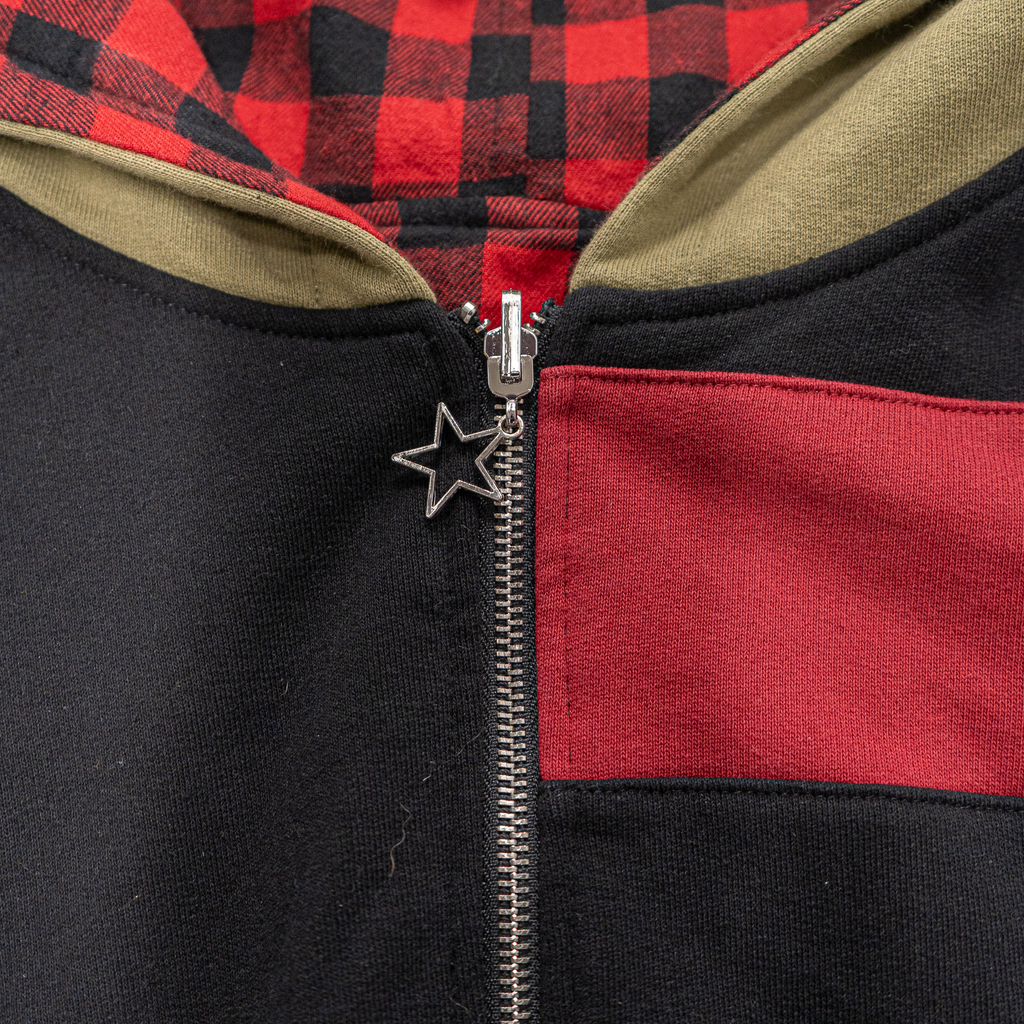 Reversible Flannel Hoodie (Black/Red/Green)