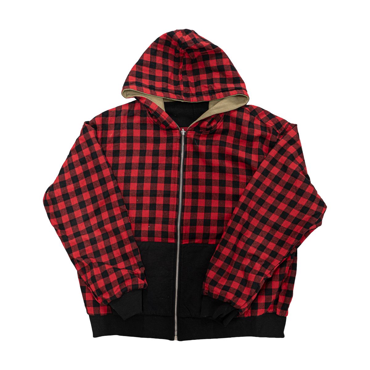 Reversible Flannel Hoodie (Black/Red/Green)