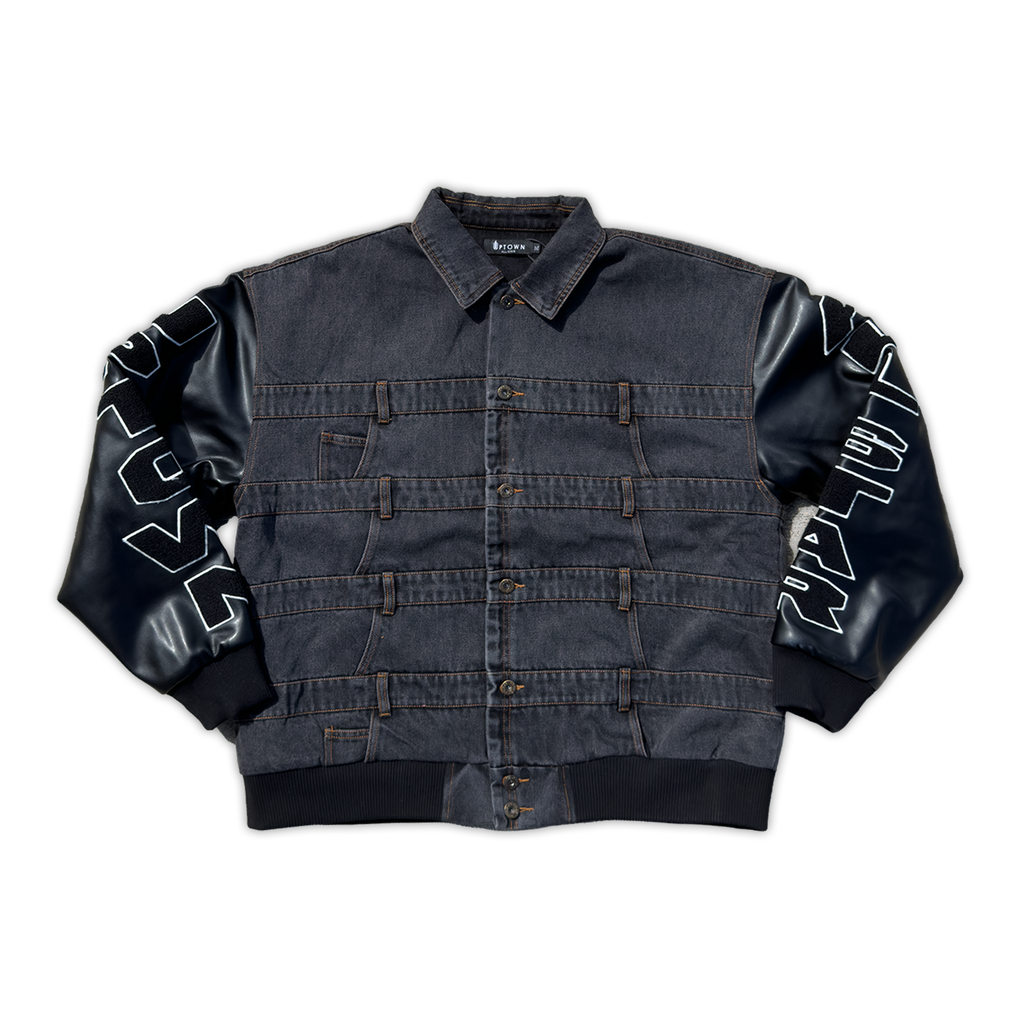 Denim Varsity Jacket (Black)