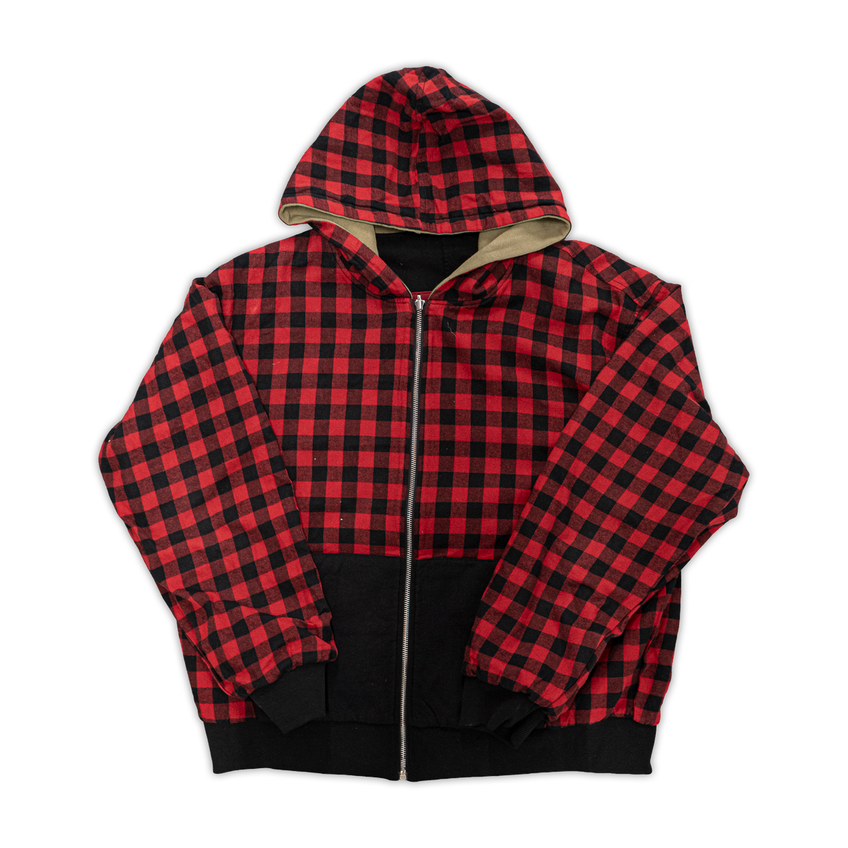 Reversible Flannel Hoodie (Black/Red/Green)