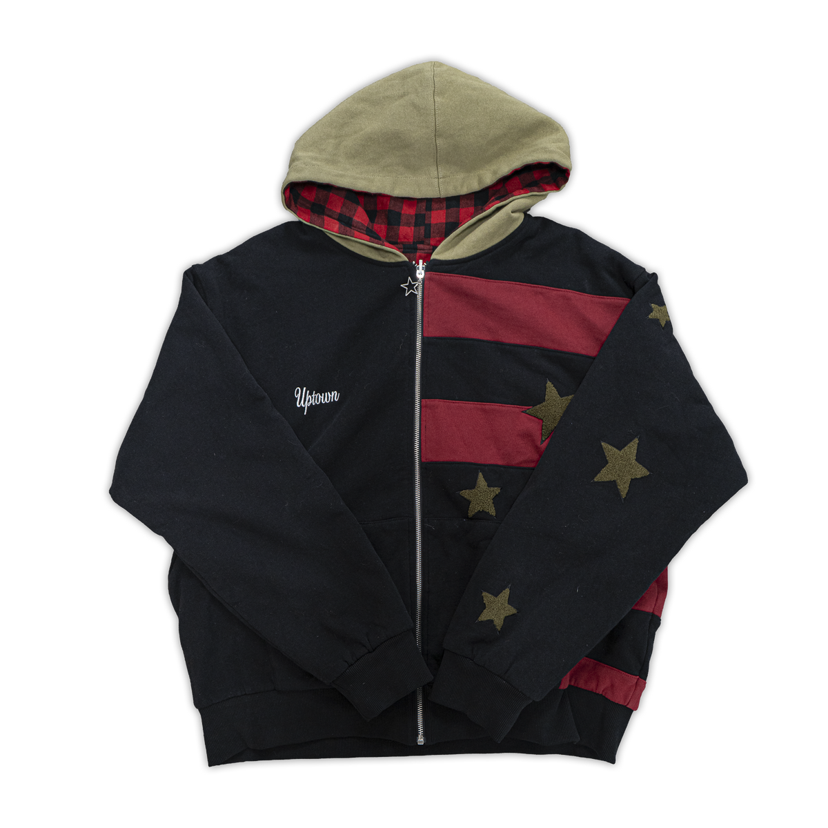 Reversible Flannel Hoodie (Black/Red/Green)