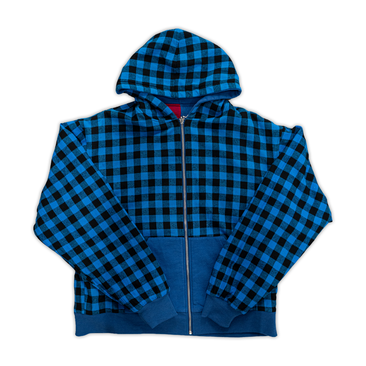 Reversible Flannel Hoodie (Blue/Red/White)